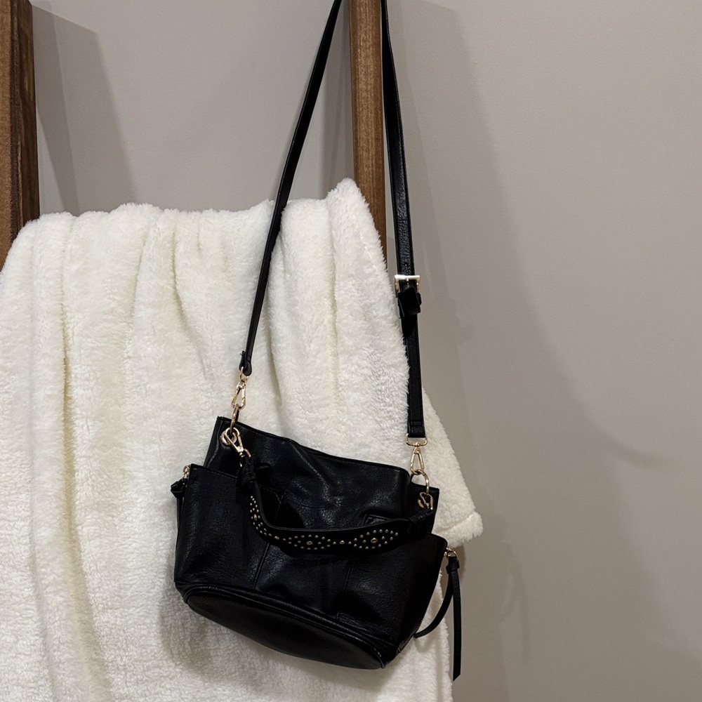 Steve Madden Black Crossbody Bag with Gold Accents